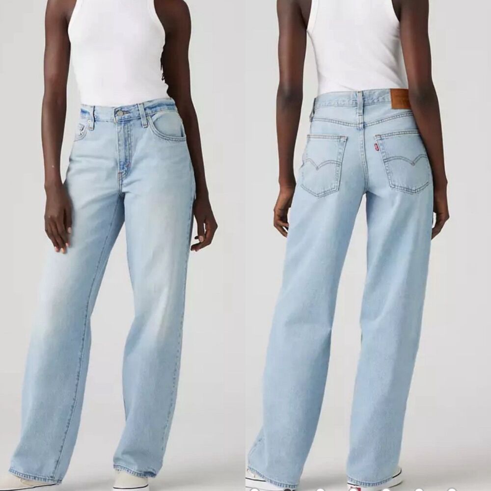 LEVI'S Baggy Dad Light Wash Mid Rise Straight Leg Slouchy Denim Jeans Womens 24